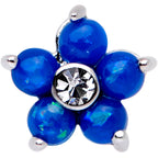 16G 5/16 Blue Faux Opal CZ Flower Cartilage Tragus