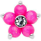 16G 5/16 Pink Faux Opal CZ Flower Cartilage Tragus