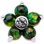 16G 5/16 Green Faux Opal CZ Flower Cartilage Tragus