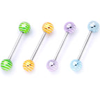 Pastel Stripes Party Barbell Tongue Ring Set of 4