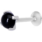 16G 5/16 Black Agate Internally Threaded Labret Monroe Tragus