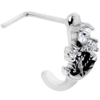20G 1/4 Clear CZ Gem Nautical Anchor Faux Hoop L Shape Nose Ring