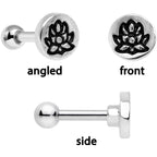 16G 1/4 Green Gem Lotus Flower Cartilage Tragus Earring Set of 3
