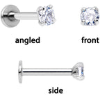 16G 1/4 Clear Gem Gold Tone Flower Cartilage Tragus Set of 3