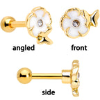 16G 1/4 Clear Gem Gold Tone Spring Cartilage Tragus Set of 3