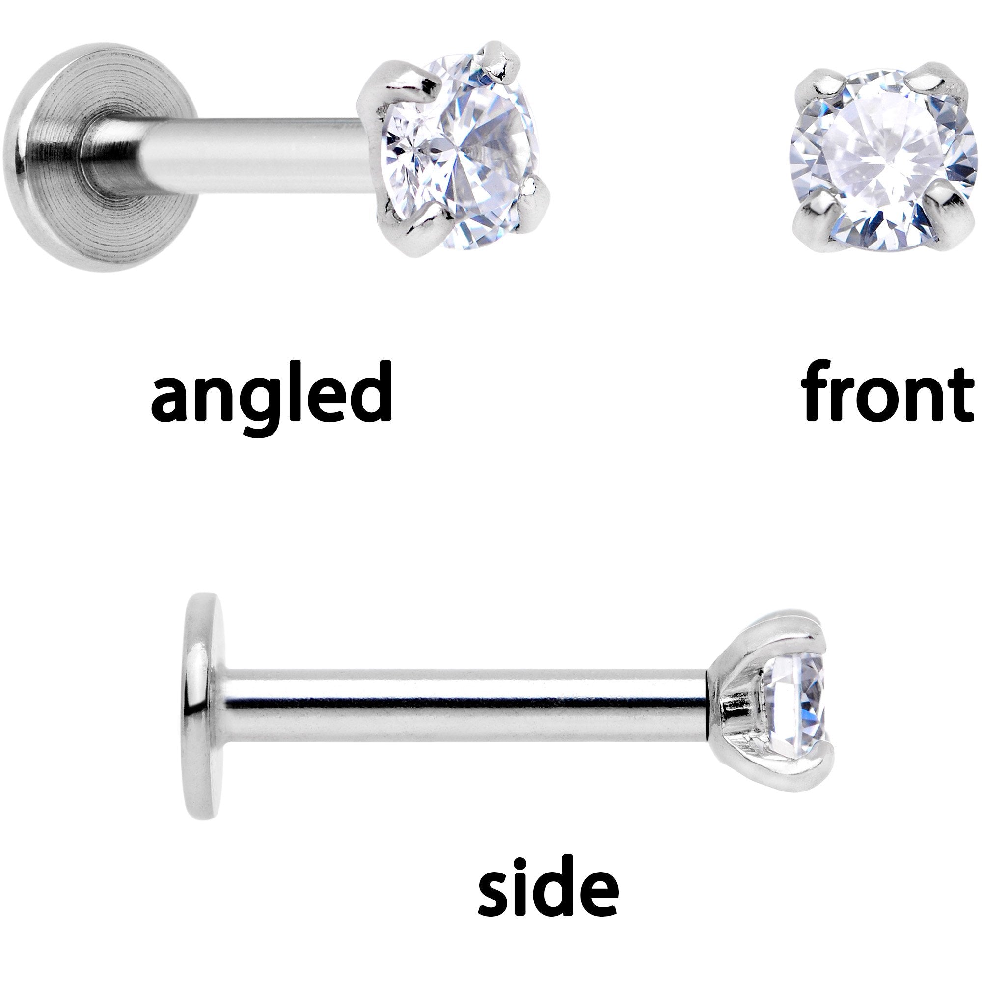 16G 1/4 Clear Gem Gold Tone Daisy Flower Cartilage Tragus Set of 3