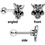 16G 1/4 Blue Gem Spring Black Cartilage Tragus Earring Set of 3