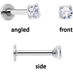 16G 1/4 Clear Gem Lotus Flower Black Cartilage Tragus Earring Set of 3