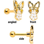 16G 1/4 Clear Gem Gold Tone Butterfly Cartilage Tragus Set of 3