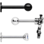 16G 1/4 Clear Gem Springtime Cartilage Tragus Earring Set of 3