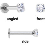 16G 1/4 Clear Gem Springtime Cartilage Tragus Earring Set of 3