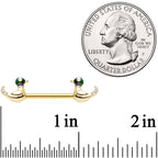14G 9/16 Clear Gem Gold Tone Just Ducky Barbell Nipple Ring Set