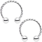 14G 1/2 9/16 Blue Seashell Twisted Horseshoe Nipple Jewelry Set