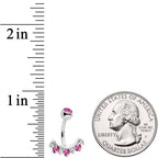 Pink Clear CZ Gem Wave Of Glamour Belly Ring