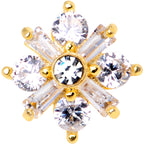 14G Clear CZ Gem Ice Princess Gold Tone Dermal Anchor Top
