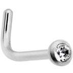 20G G23 Titanium Press Fit Clear CZ Micro Ball L Shaped Nose Ring