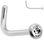 20G G23 Titanium Press Fit Clear CZ Micro Ball L Shaped Nose Ring