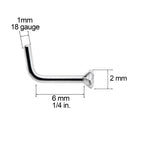 18G 1/4 Clear 2mm CZ Gem Grade 23 Titanium L Shaped Nose Ring