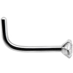 18G 1/4 Clear 2mm CZ Gem Grade 23 Titanium L Shaped Nose Ring