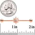 14G Rose Gold Tone Happy Sun Industrial Barbell 38mm