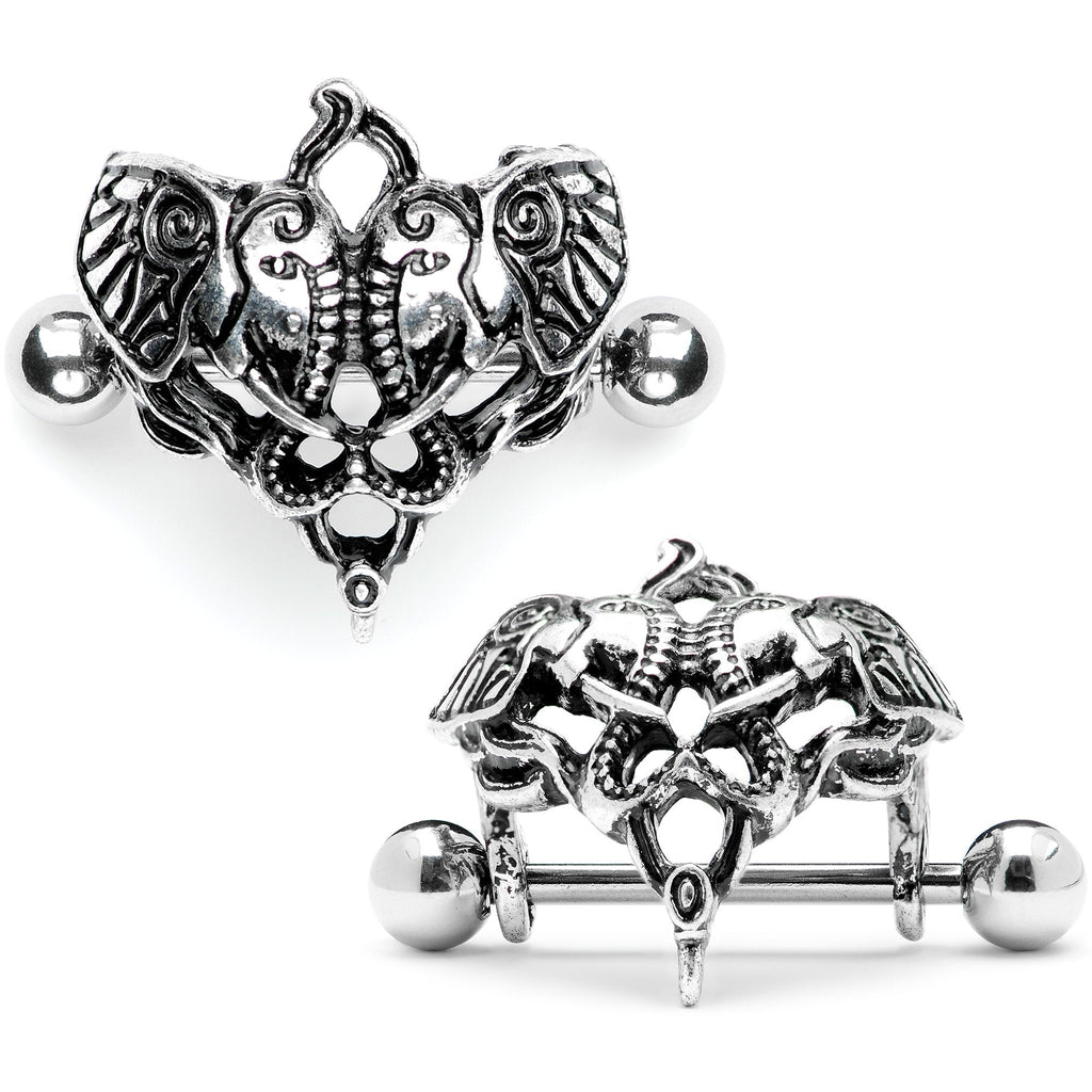 14G 9/16 Dueling Elephants Nipple Shield Set