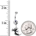 Clear Gem UFO Aliens Are Watching Dangle Belly Ring