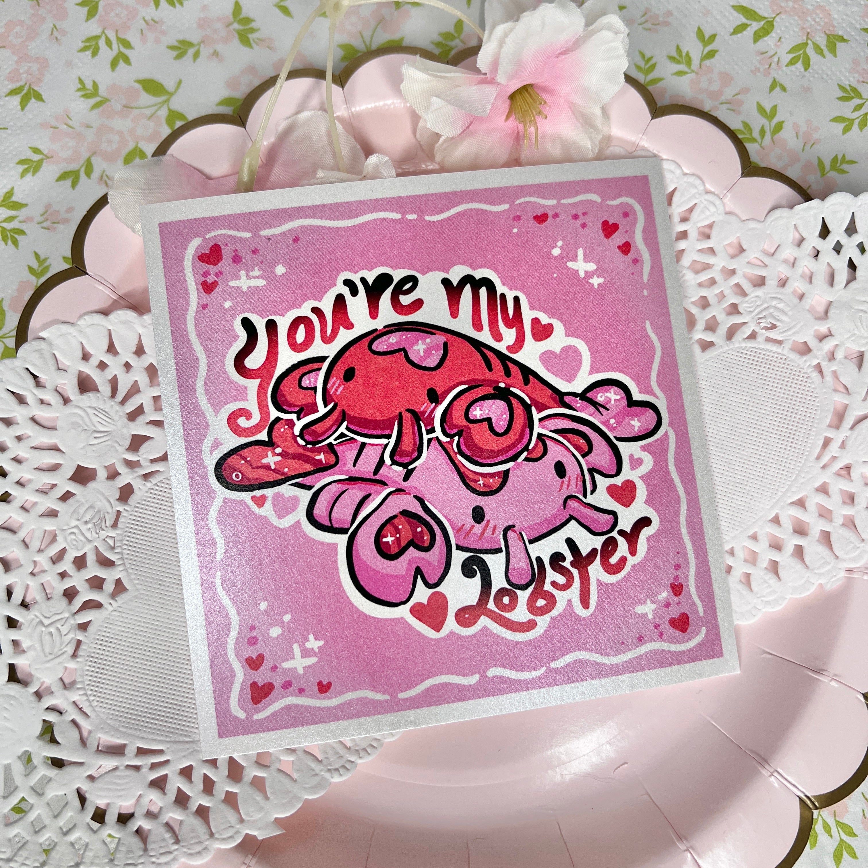 "You're My Lobster" Coral and Ruby Love-sters ~ Shimmer Print