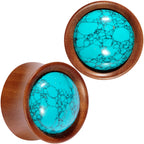 Turquoise Stone Sawo Wood Earth Sky Saddle Plug Set 5mm to 25mm