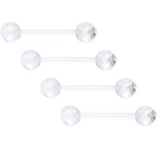 Clear Gem Clear Acrylic Barbell Tongue Ring Set of 4