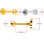 16G 5/16 Clear Gem Gold Tone Variety Butterfly Cartilage Tragus Set of 3