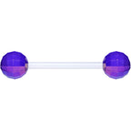 Flexible Acrylic Iridescent Purple Disco Ball Barbell Tongue Ring