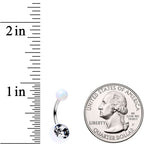 Clear Gem White Pearlescent Acrylic Celestial Rainbow Belly Ring