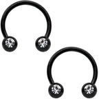 16G 3/8 Clear Gem Variety Horseshoe Nipple Ring Set of 6