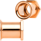 Rose Gold Tone Geometric Hexagon Double Flare Tunnel Plug Set 3mm to 25mm
