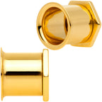 Gold Tone Geometric Hexagon Double Flare Tunnel Plug Set 3mm to 25mm