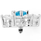 14G Clear Aqua Cubic Zirconia Gem Flower Dermal Anchor Top