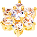14G Clear Cubic Zirconia Gem Gold Tone Flower Dermal Anchor Top
