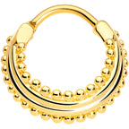16G 3/8 Gold Tone Delicate Dots Hinged Septum Ring