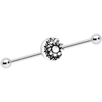 14G Crescent Moon with Star Dangle Industrial Barbell 38mm