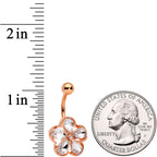 Clear Gem Rose Gold Tone Brilliant and Bold Flower Belly Ring