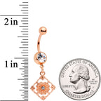 Clear Gem Rose Gold Tone Art Deco Elegance Dangle Belly Ring