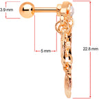 16G Clear Gem Rose Gold Tone Eye Feather Cartilage Tragus Earring