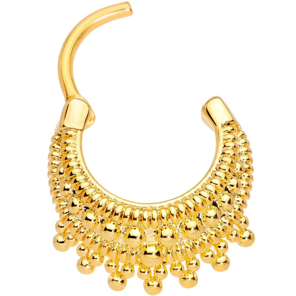 16G 3/8 Gold Tone Debutante Fashion Hinged Septum Ring