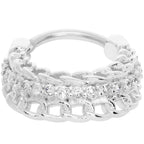 16G 3/8 Clear CZ Gem Chain Hinged Septum Ring
