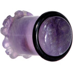 Purple Amethyst Stone Tropical Flower Single Flare Plug Set 6mm to 25mm