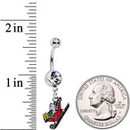 Clear Gem Happy Holidays Santas Sleigh Dangle Belly Ring