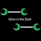 14G 9/16 Glow in the Dark Green Moon Barbell Nipple Ring Set