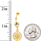 Color Gem Gold Tone Ring Around a Snowflake Dangle Belly Ring