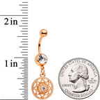 Color Gem Rose Gold Tone Ring Around a Snowflake Dangle Belly Ring