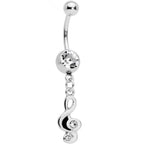 Clear Gem Moon Treble Clef Dangle Belly Ring Set of 2